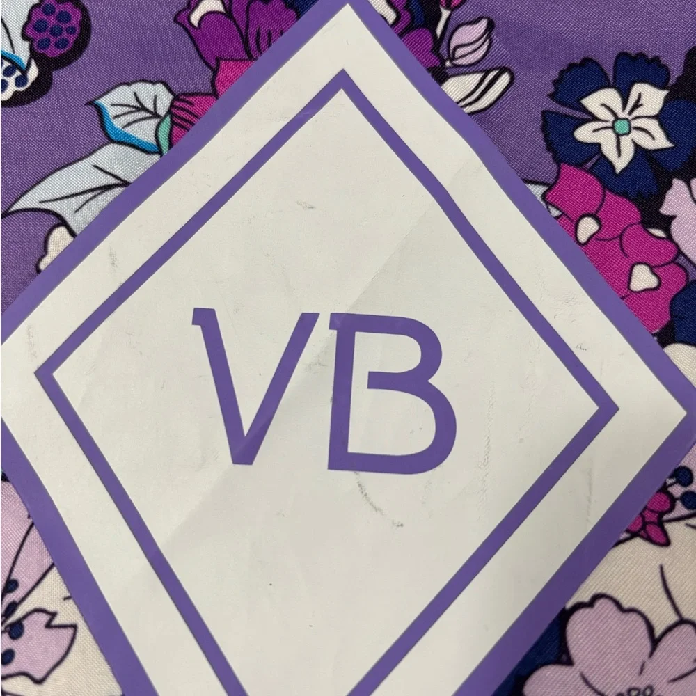 VERA BRADLEY Enchanted Garden Drawstring Bag Purple Floral Backsack - Picture 3 of 9